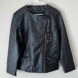 VG World Collection black leather moto jacket